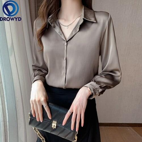 4XL OL Style Chiffon Blouse Women Plus Size Long Sleeve Elegant Tops Shirt Solid Long Sleeve Korean Loose Blouses Blusas DROWYD