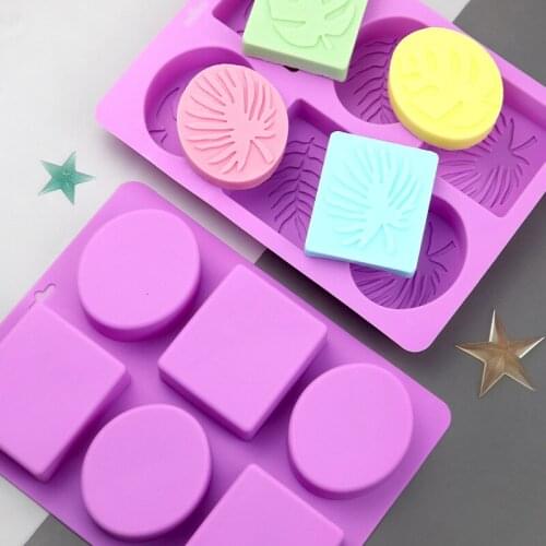 6 Cavities Square Oval Turtle Leaf Silicone Soap Molds Handmade Soap Making Tools DIY Fondant Cake Tray Mould Soaps Crafts