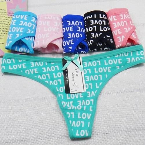 M L XL Women Cotton Sexy G String Fashion Letter Printed Panties Womens Thongs Briefs Low Waist uUnderpant Underwear For Grils
