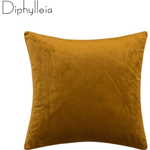 Diphylleia Vintage Retro Velvet Cushion Cover Turmeric Yellow Camel Light Tan Pure Solid Color Pillow Case Chic Home Decorative