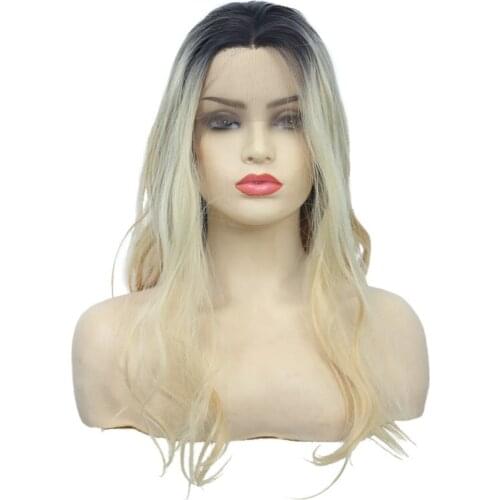 Water Wave Synthetic Lace Front Wig 13*4 T1B/613 Heat Resistant For Women Fiber Hair Cosplay Daily Use