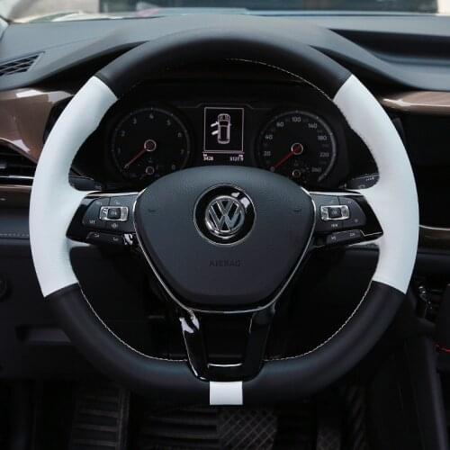 For Volkswagen Tayron Tharu Tange Lavida CC Passat Polo High-quality Hand-sewn Leather Car Steering Wheel Cover Car Accessories