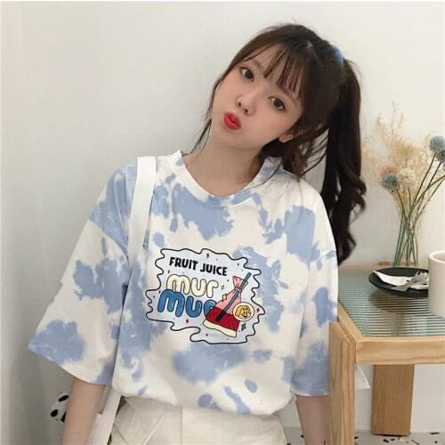 Japanese Korean Version Ins Harajuku Style Student Half-sleeved Top Y2k Aesthetic Kawaii Clothes Kpop Summer Tshirt Women