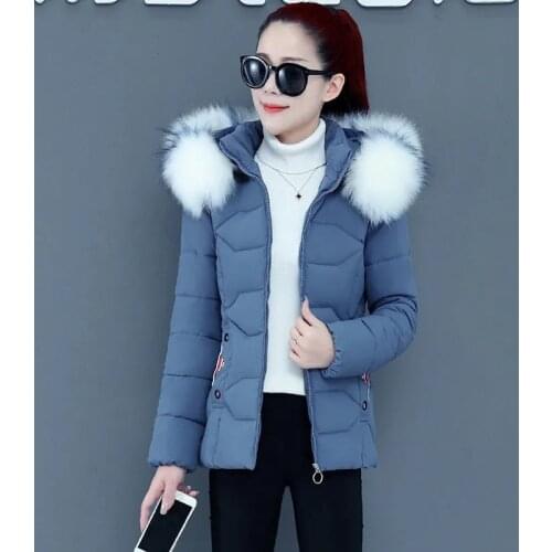 New Big Fur Hooded Jacket 2021 Woman Parkas Cotton Casual Winter Coat Female Down Cotton Padded Parka Winter Jacket Female Hiver