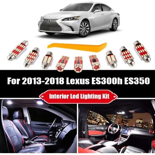 12pcs For 2013-2016 2017 2018 Lexus ES300h ES350 Vanity Mirror Lamp White Canbus LED Bulbs Interior Map Door Trunk Light Kit