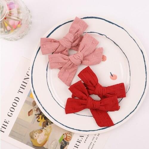 2Pcs/set Solid Colors Cotton Hairpins For Cute Girls BB Handmade Hair Clips Boutique Barrettes Headwear Kids Hair Acesssories