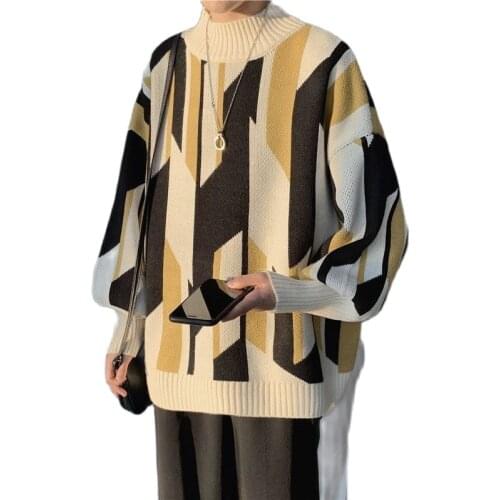 2020 Autumn Winter New Sweater Men Casual O-neck Warm Sweaters Fashion Loose Knitwear Pullovers Personality Streetwear