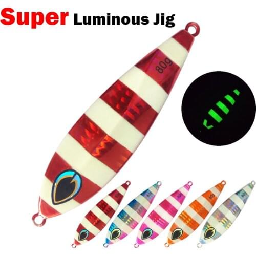 5PCS Metal Jigging Glow Slow Jig Deep sea Night Fishing Jigging Lure Jigbait spoon baits 60g/80g/100g/150g