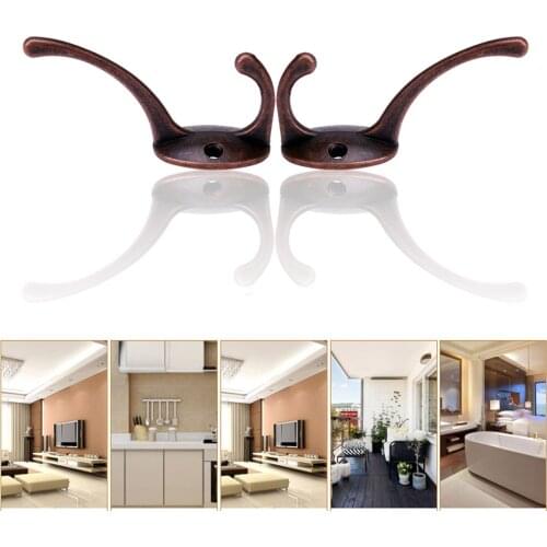 5pcs Cloth Hook Hangers Vintage Bronze Wall Hook Coat Bag Hanger for Home