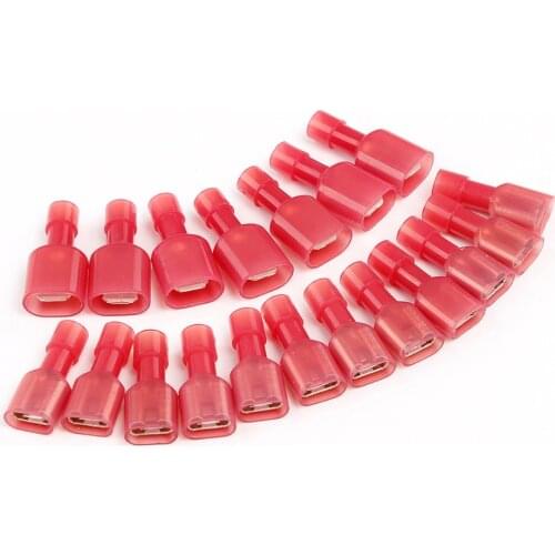 50Pcs Nylon Fully Insulated Spade Crimping Connectors Male&Female Electrical Wire Connectors Cable Crimp Terminals Kit