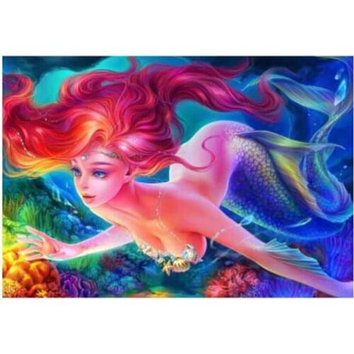 5D Diamond Painting Kits Mermaid Red Hair Full Round/Square Drill Diamond Embroidery Sale Handicraft Home Decor WG2548