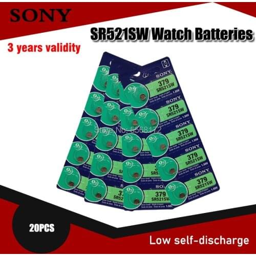 20Pc Sony Watch Battery 1.55V 379 SR521SW D379 V379 AG0 Silver Oxide Button Cell Battery For Watch Electronic Calculator