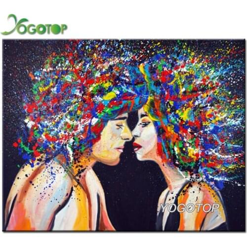 Diy Diamond Embroidery sale men and woman lovers kiss square round 5D diamond Painting Cross Stitch Mosaic Resin Sticker YY1297