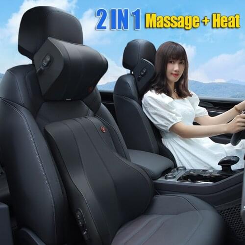 New Car Massage Heating Neck Support Pillow Back Support Headrest Pillow Simulation Human Body Massage Home Office Pillow