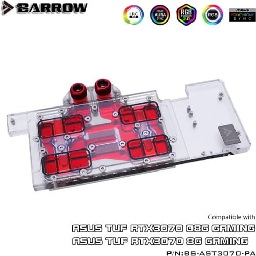 Barrow GPU Water Cooling Block For ASUS TUF RTX3070 O8G GAMING Graphics Card ,Full Cover ,5V 3PIN Light Effect ,BS-AST3070-PA