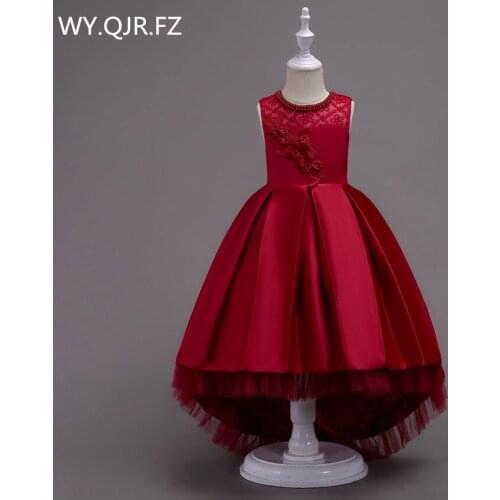 BH580#Burgundy Trailing Lace Flower Girl Dresses party prom Childrens performance dress wholesale European American fashion