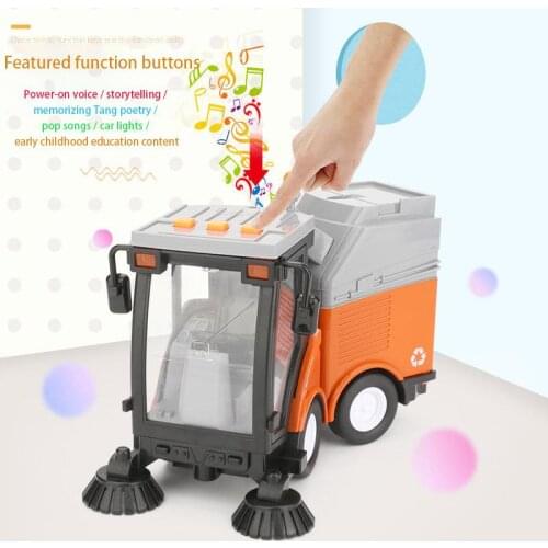 Children Simulation Road Sweeper Toy Garbage Truck Sanitation Processing Street Car Model Light Music Back Birthday Toy Car Gift