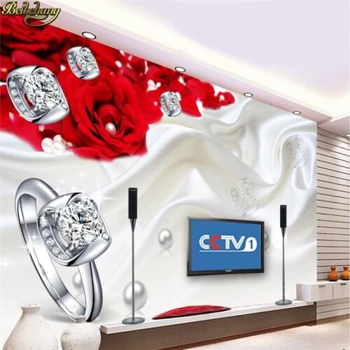 Beibehang Custom Photo Wallpaper Mural Wall Sticker Pearl Diamond Mosaic Flower Butterfly Flower TV Wall Background