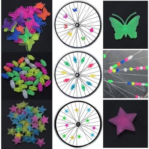 Hot 36 pcs Plastic Multi-color Plastic Bike Cycle Wheel Spoke Stars Beads Ornament Children Bicycle Decor MTB Bicycle
