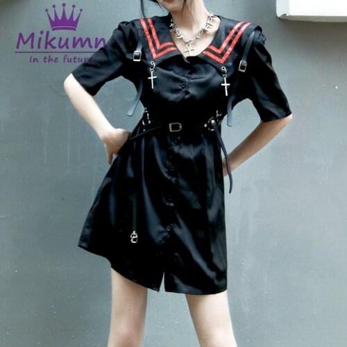 Gothic Cross Sailor Collar Short Sleeve Dress