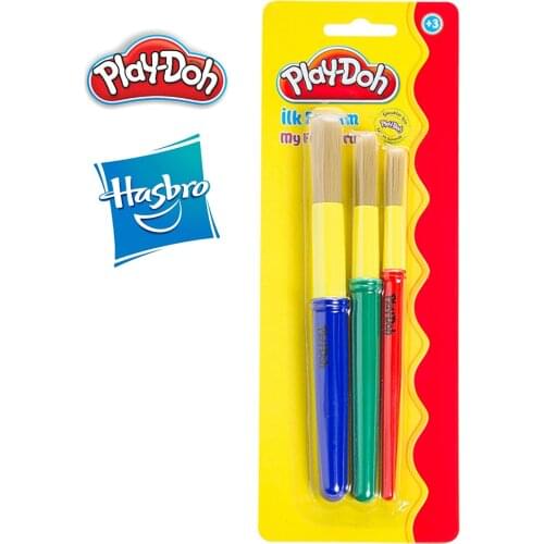 Hasbro Play-Doh My First Brush Art & Activity 3 Pcs Paint Brushes Drawing Tools for Children Kids Early Painting Arts Crafts DIY