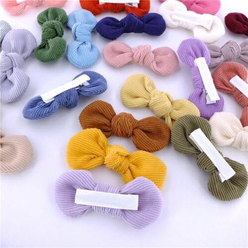 2 PCS Fully Wrapped Alligator Clips Baby Girls Kids Corduroy Hair Bows Barrettes Rounder Hairbows Hairgrips Accessories