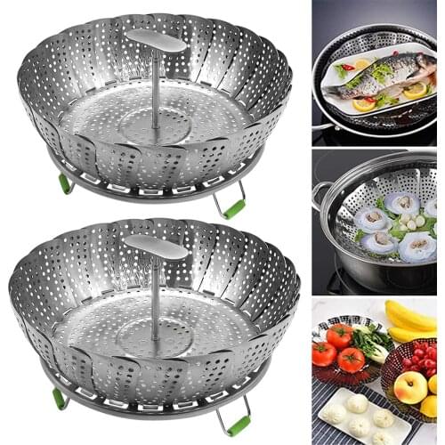 Steamer Basket,Stainless Steel Vegetable Steamer Basket,Folding Steamer Insert for Vegetable Fish Seafood Cooking Steamers