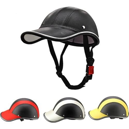 Bike Cycling Helmet Leather Half Open Face Protective Helmet Men Women Road Bike Helmet For MTB Skating Helmet Baseball Cap