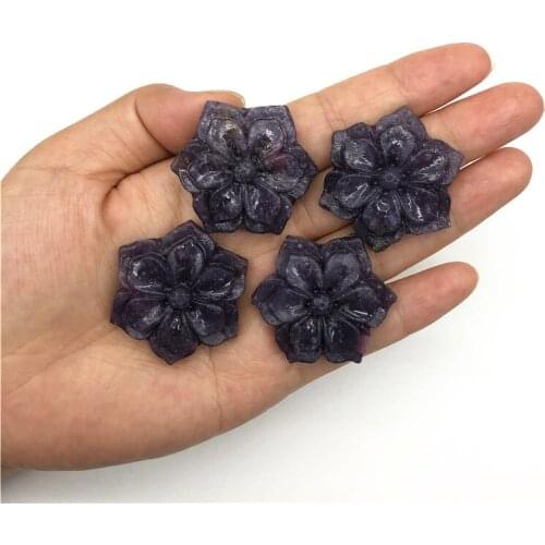 Beautiful 1PC Natural Lepidolite Bauhinia Shaped Crystal Flower Stones Hand Carved Crystal Healing Decor Natural Quartz Crystals