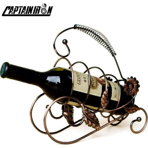 CAPTAINIRON Creative Sun Flower Wine Holder Iron Beer Wine Stand for Home Decor Modern Metal Decoration Wine Rack for Office