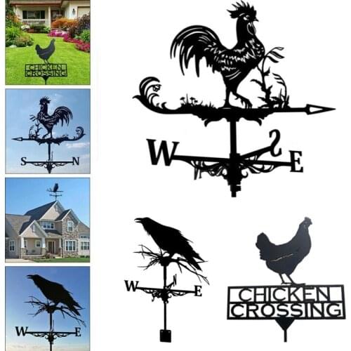 Stainless Steel Weather Vane Outdoor Garden Stake Roof Decor Crafts Ornament Garden Bracket Weather Wind Speed Spinner