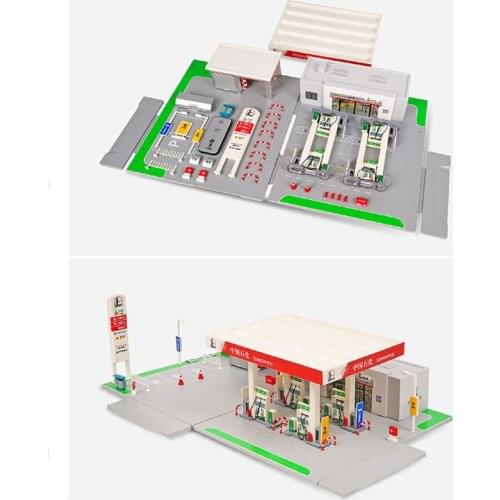1:64 HO Scale Scene Decoration Sinopec Gas Station Model for Sand Table for Gifts