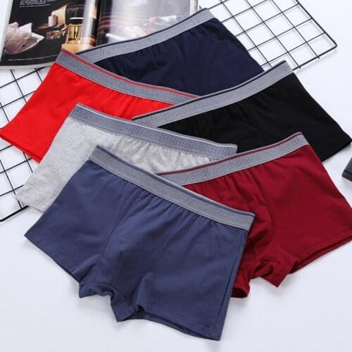 Mens Underwear Cotton Boxers Man Comfortable Breathable Panties Solid Shorts Underpants Man Boxer Gift Size L-XXXL