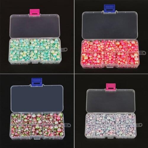 4/6/8/10mm Approx 750pcs/box Mix Size Colorful Pearl Imitation ABS Beads Kit Box Storage Craft For Jewelry Making Accessories