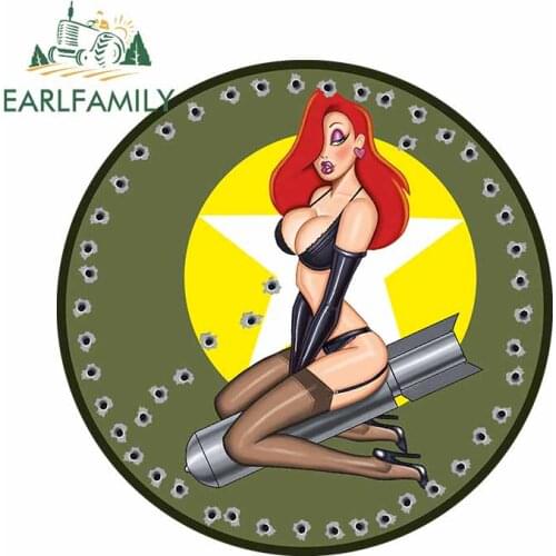 EARLFAMILY 13cm x 13cm for Black Stockings Beauty Bomb Cartoon Anime Car Stickers Personality Motorcycle Decal Car Assessoires