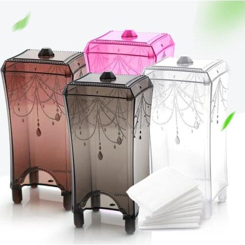 Desktop Makeup Cosmetic Cotton Pad Pull Out Dispenser Plastic Organizer Holder Makeup Remover Cotton Wipes Storage Box