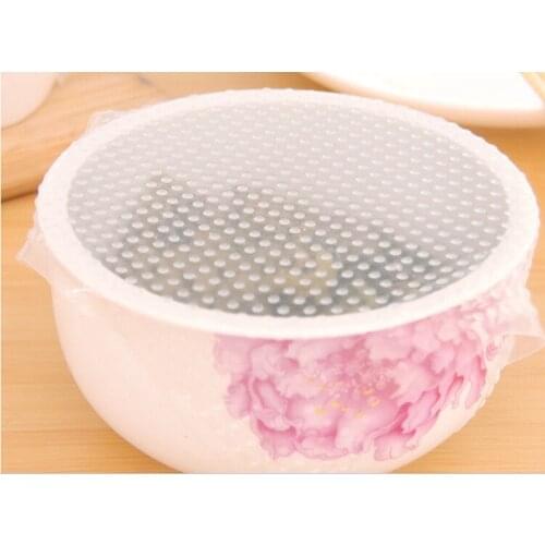New 4pcs Multifunctional Food Fresh Keeping Saran Wrap Kitchen Tools Reusable Silicone Food Wraps Seal Cover Stretch