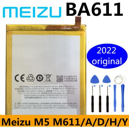 Meizu 100% Original New 3070mAh BA611 Battery For Meizu M5 M611H Meizy Meilan 5 Cell Phone Batteries