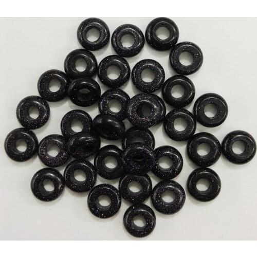 Wholesale 30pcs blue sand stone beads 10*4mm round shape hole beads For jewelry Bracelet free shipping