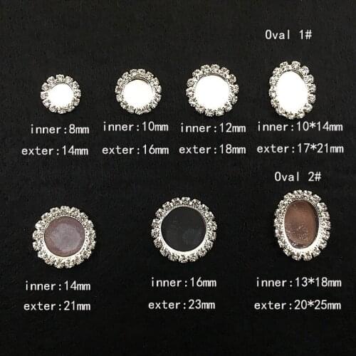 Wholesale 100pcs inner multi-widths silver rhinestone buttons tray bottle cap setting diamond DIYdecoration Accessories YC132