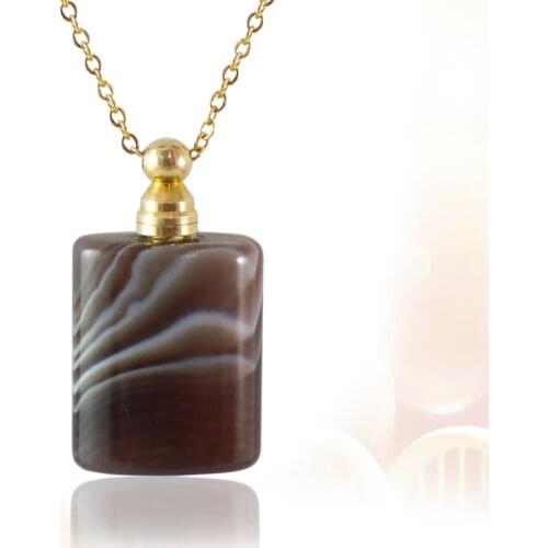 1PC Natural Gems Stone Perfume Bottle Pendant Necklace Essential Oils Diffuser Pendant Jewelry For Women