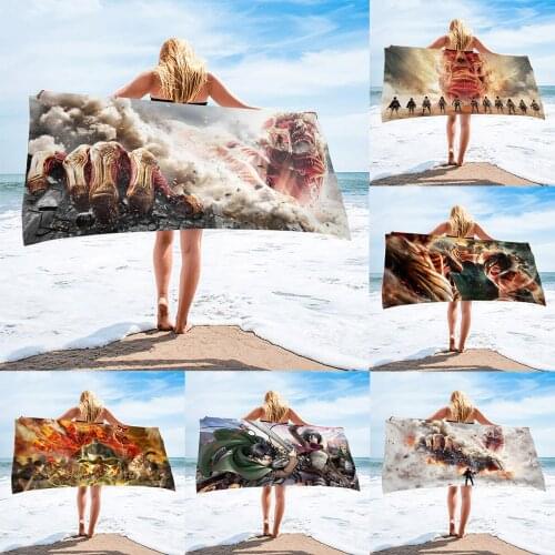 Beach Towel Attacking Giant Prints Quicky-dry Microfiber Bath Towels Beach Large Pool Towel Cushion Non-stick Soft Taollas 2021