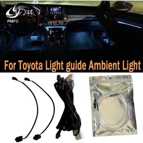 PMFC Ambient Light Car door Instrument Panel Trim Atmosphere Light Interior LED Blue Dashboard Frame Lamp For Toyota Camry