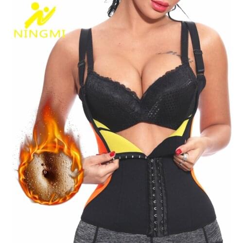 NINGMI Slimming Shirt Body Shaper for Women Neoprene Sauna Sweat Vest Waist Trainer Tummy Trimmer Push Up Corset Fitness Top