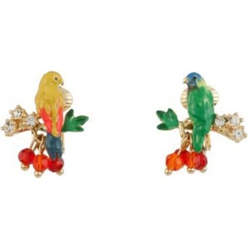 New enamel glazed parrot cute and beautiful small bird zircon Stud earrings earrings personality trend beautiful romantic