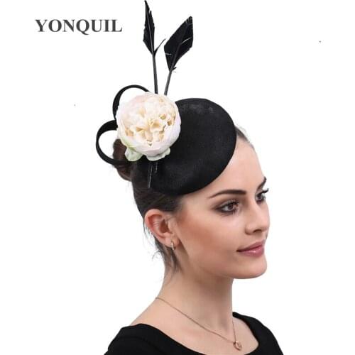 Charming Flower Fascinator Hats Vintage Race Wedding Headpiece Black Fedora Cocktail Tea Party Church Hats Hair Clips Accessory