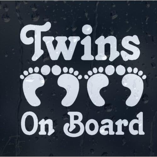 Twins On Board Funny Print Foots window Decal Vinyl Sticker 15x13cm