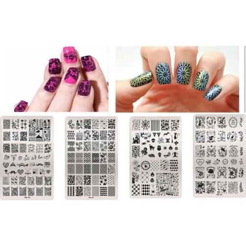High quality 11Design 14.5*9.5cm Flower Lace Nail Stamping Plates Stainless Steel Nail Art Stamp Template Manicure Nail Tools