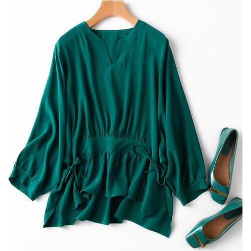 2021 summer womens fashion printing pure silk shirt