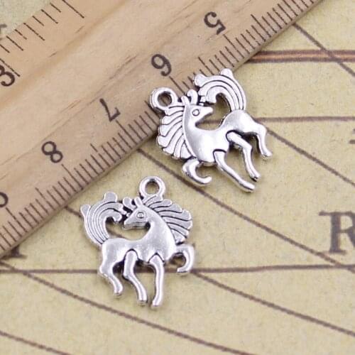 25pcs Charms Horse Unicorn 19x25mm Tibetan Bronze Silver Color Pendants Crafts Making Findings Handmade Antique DIY Jewelry